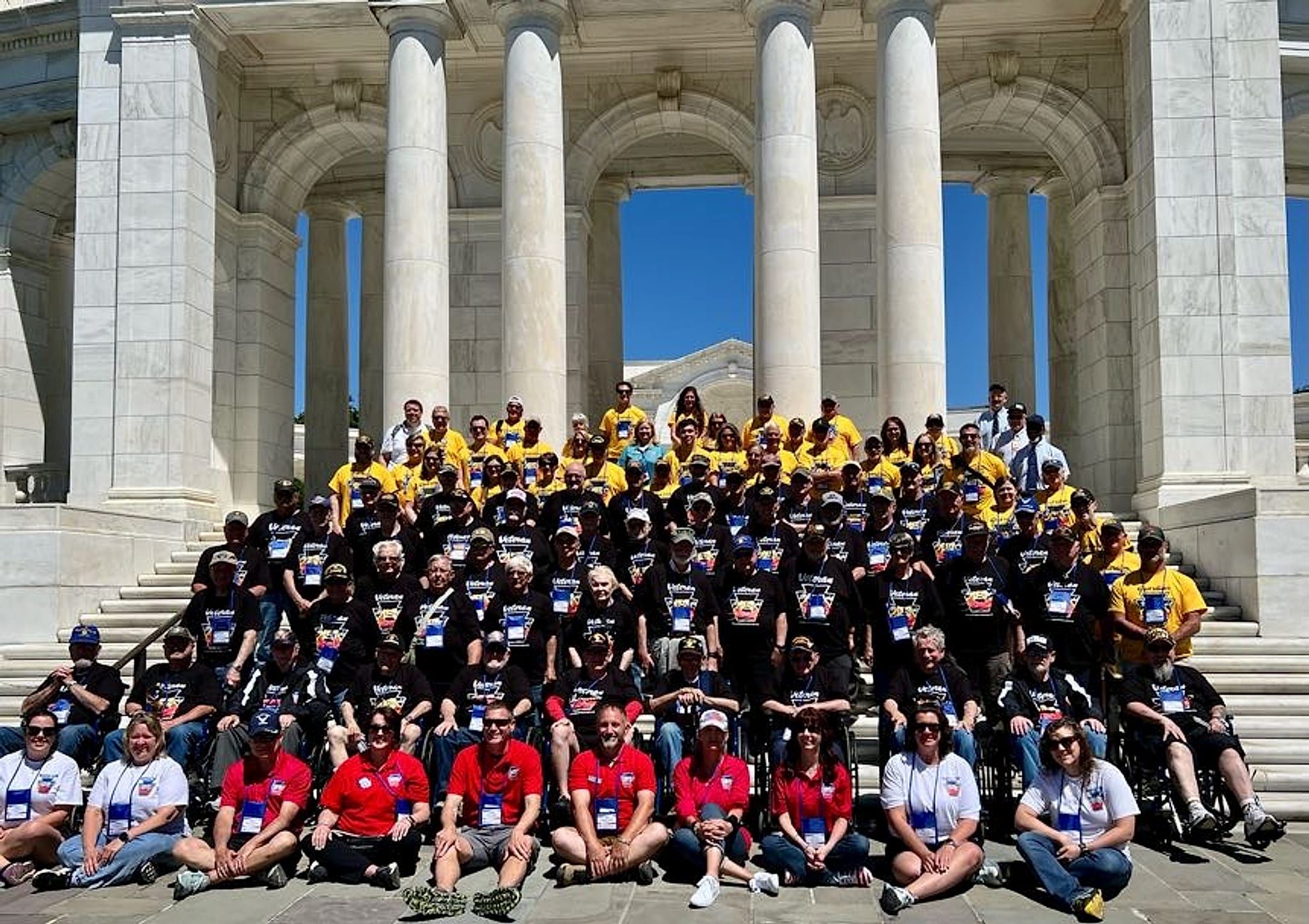 Honor Flight Pittsburgh Mission 17 veterans and guardians at the Memorial Amphitheater at Arlington National Cemetery